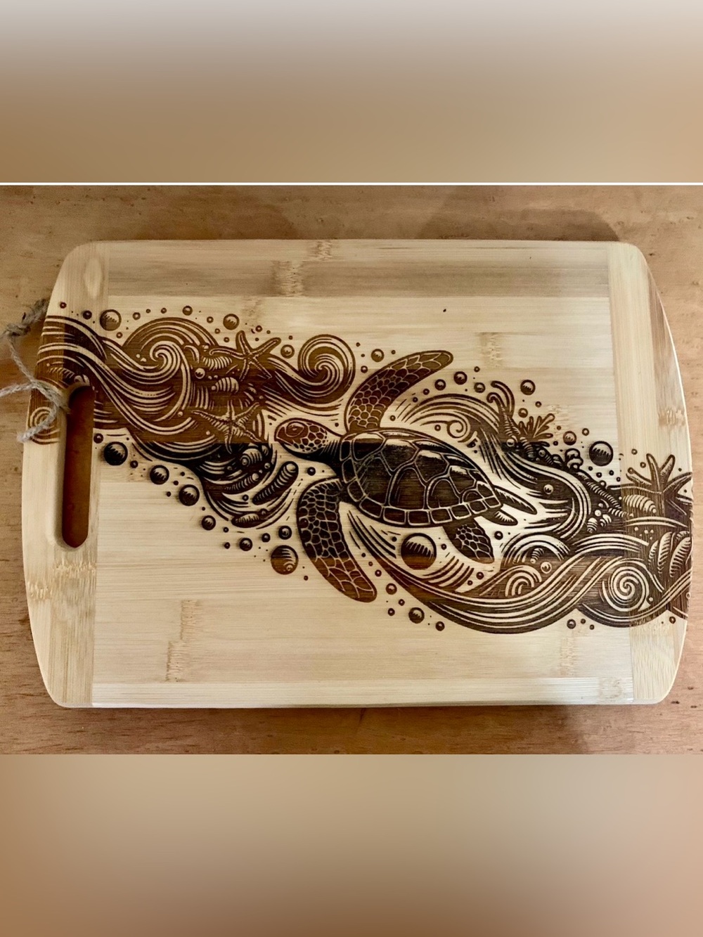 Wooden Sea Turtle Serving Cutting Board Coastal Ocean Wildlife Sealife Gift
